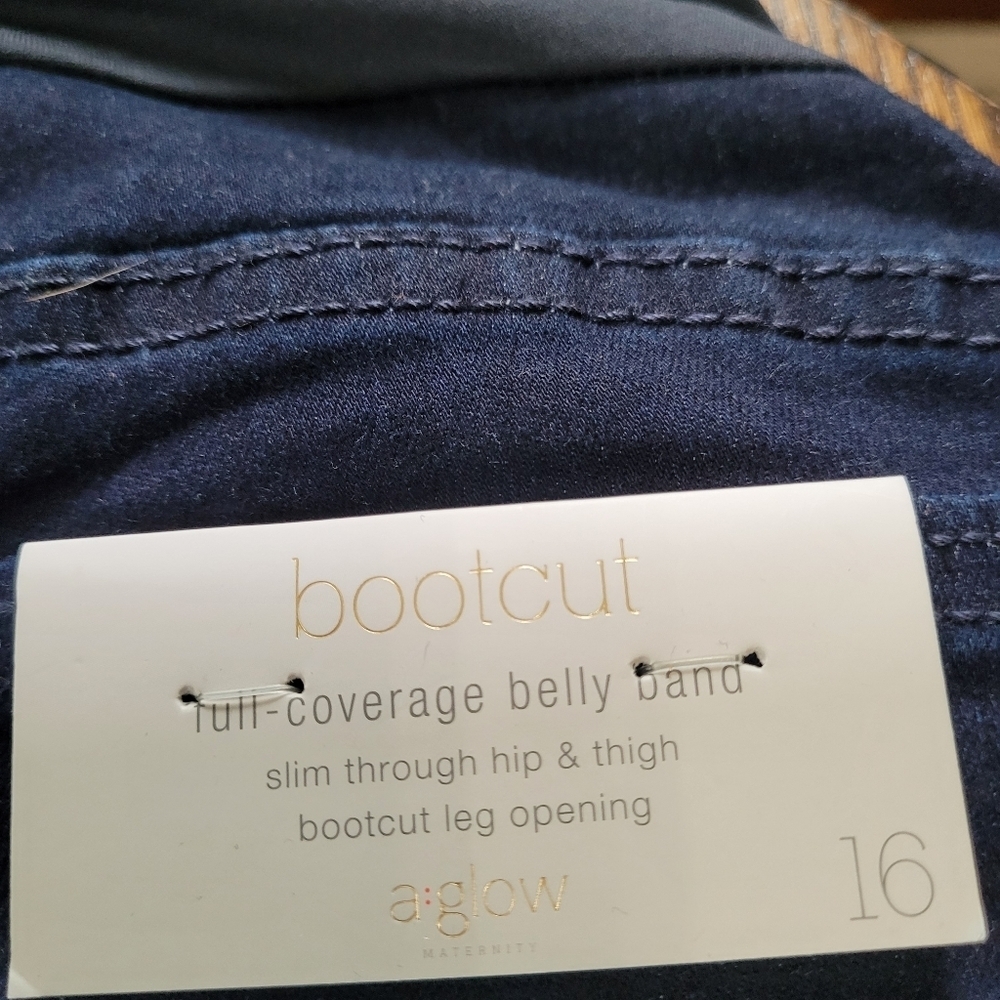 a glow Maternity Full Belly Panel Dark Wash Bootcut Jeans Size Women's 16 NEW - Picture 12 of 15